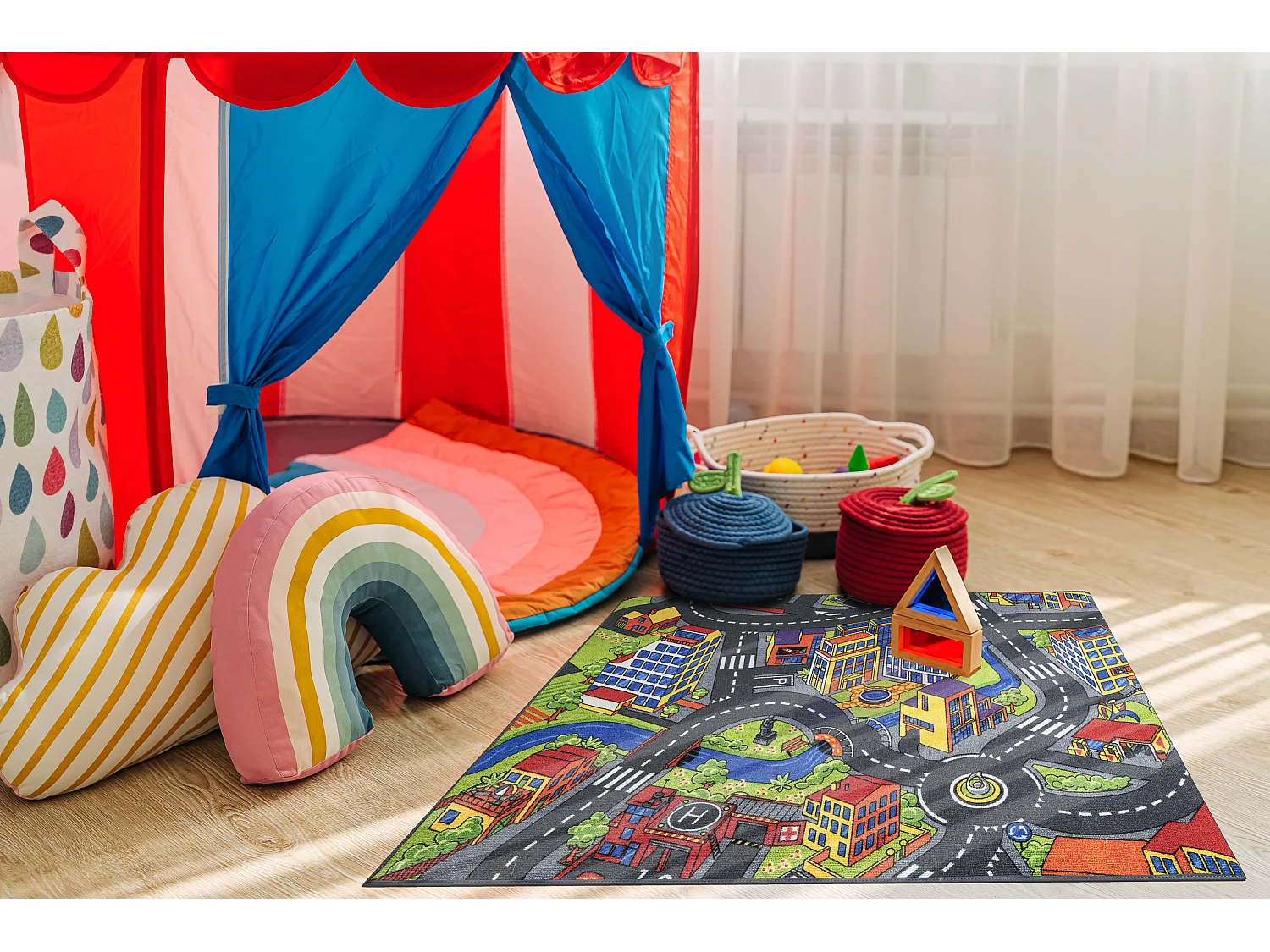 TAPIS REBEL ROADS Town life 97 Grande ville, rues antidérapant pour e 95x133 cm