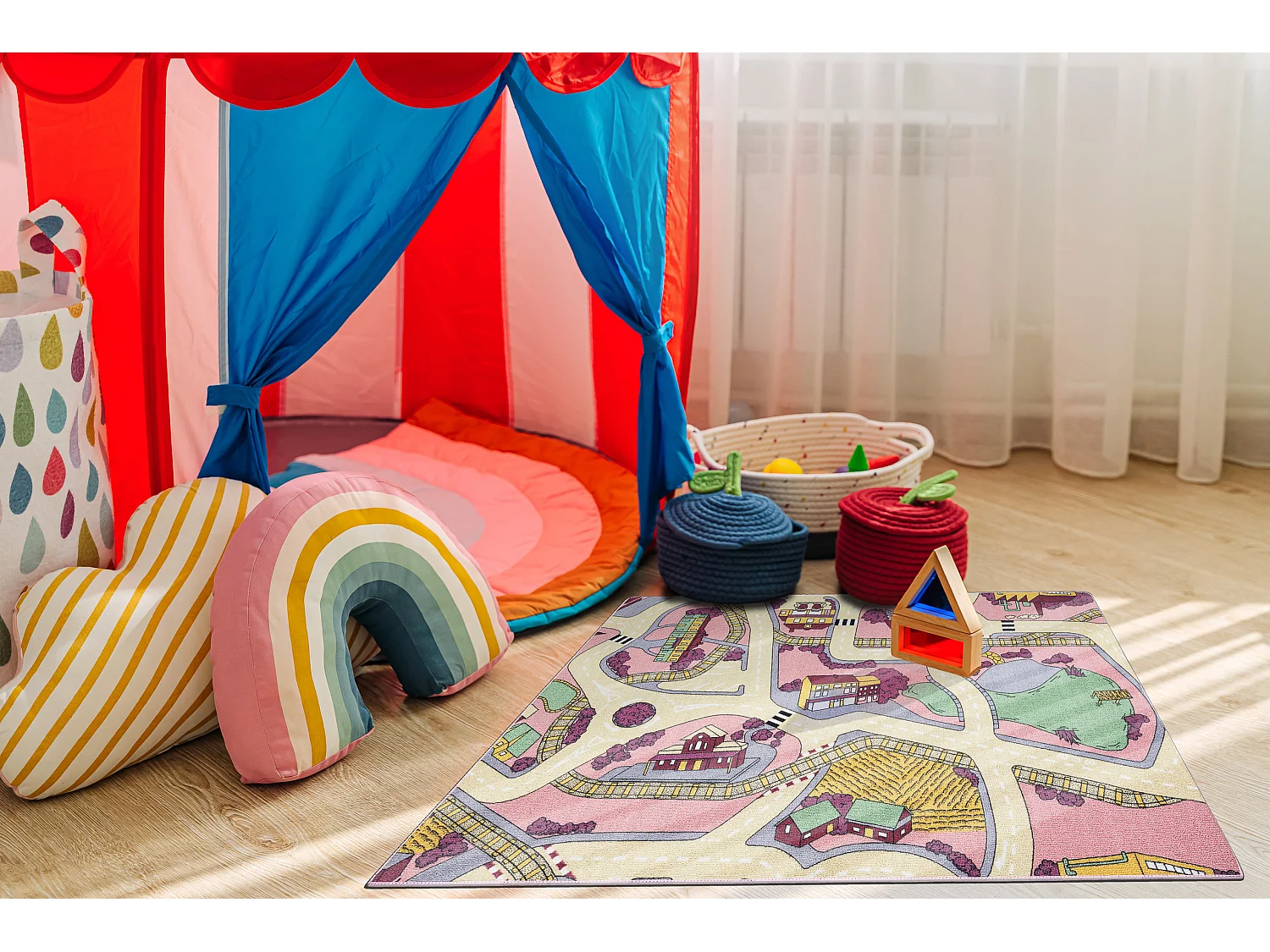 TAPIS REBEL ROADS Playtime 63 Petite ville, antidérapant pour enfants 95x133 cm