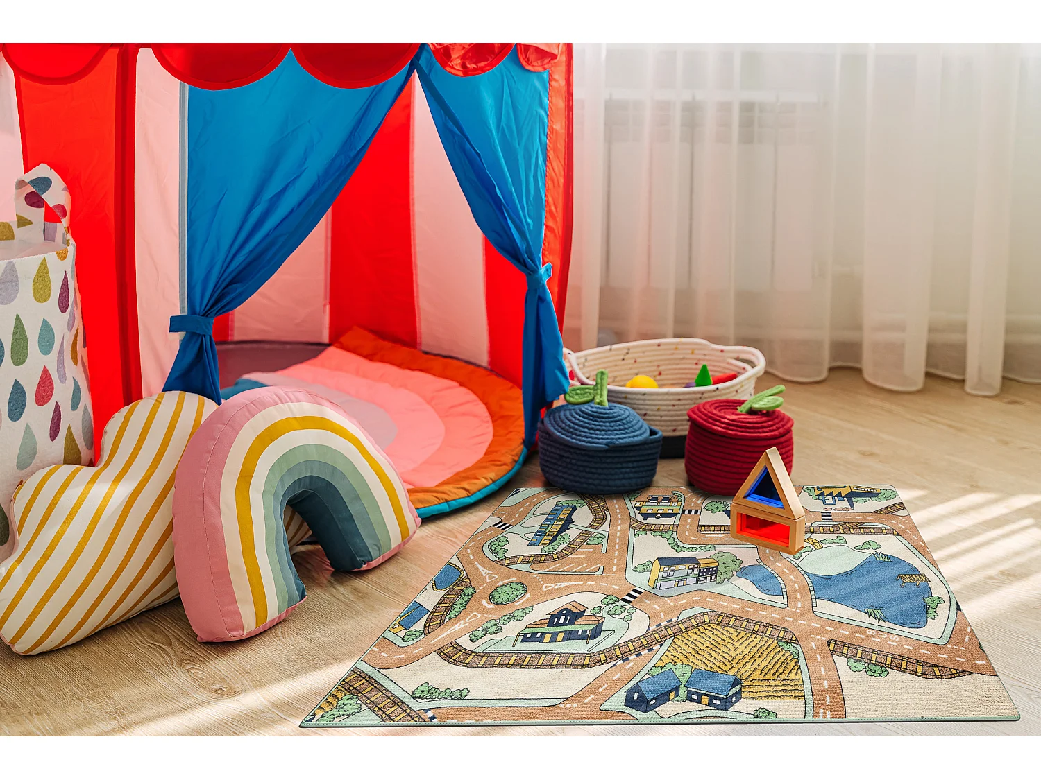 TAPIS REBEL ROADS Playtime 32 Petite ville, antidérapant pour enfants 95x133 cm