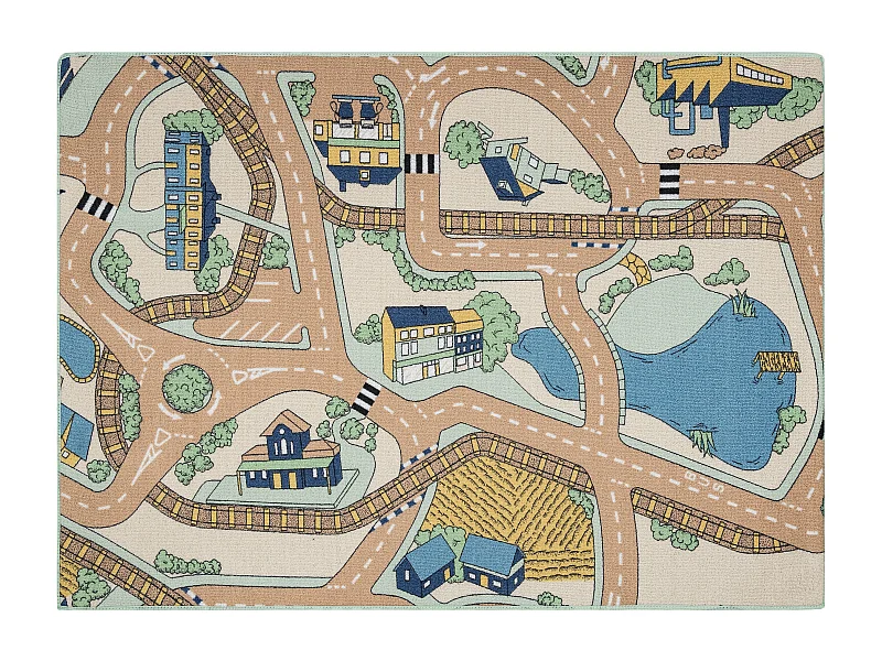 ALFOMBRA REBEL ROADS Playtime 32 Pequeño pueblo, antideslizante para  95x133 cm