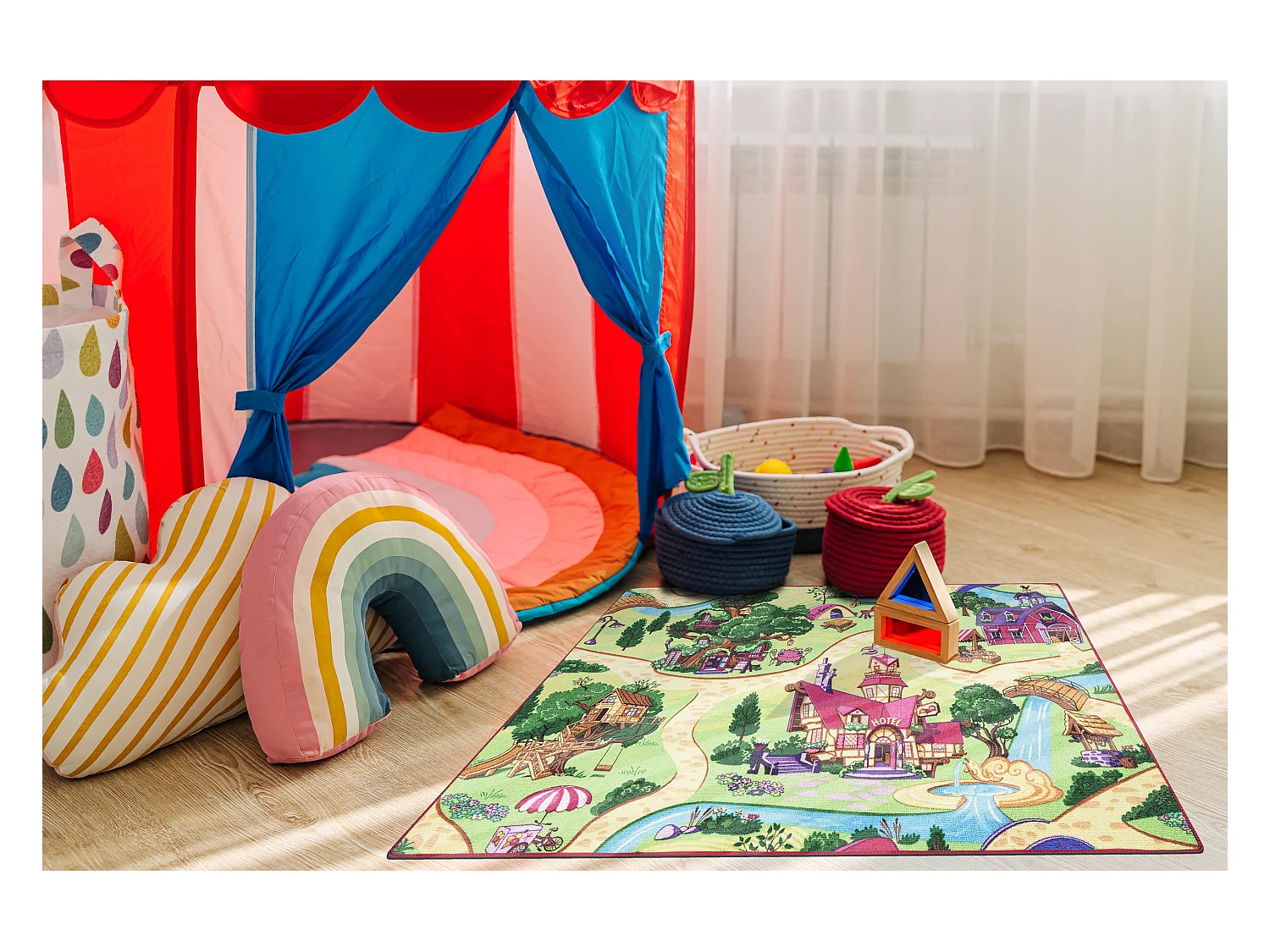 TAPIS REBEL ROADS Candy Town 27 antidérapant pour enfants - / vert 95x133 cm