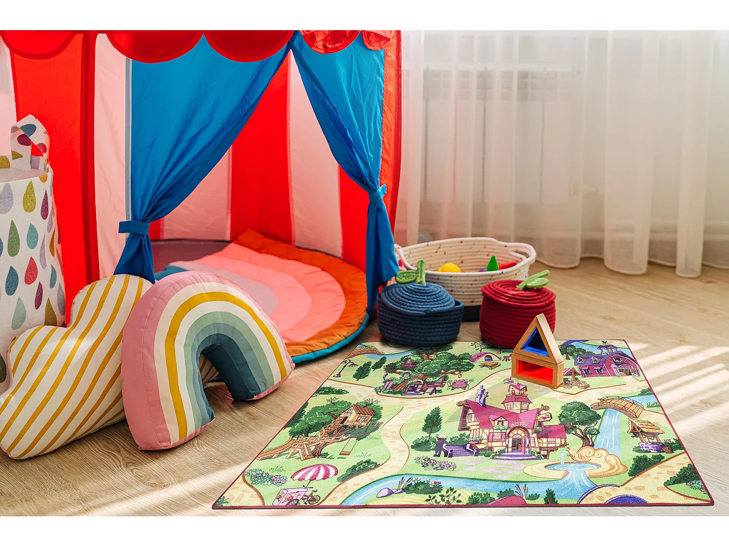 TAPIS REBEL ROADS Candy Town 27 antidérapant pour enfants - / vert 95x133 cm