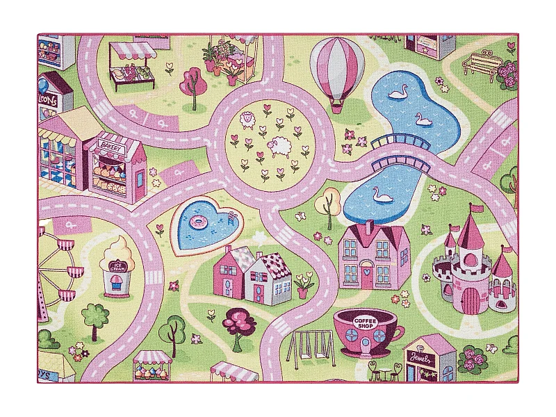 TAPIS REBEL ROADS Sweet town 26 Bonbons, antidérapant pour enfants -  95x133 cm
