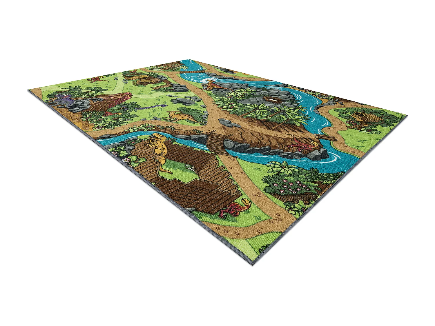 TAPIS REBEL ROADS Dino World 29 Dinosaures, antidérapant pour enfants 95x133 cm