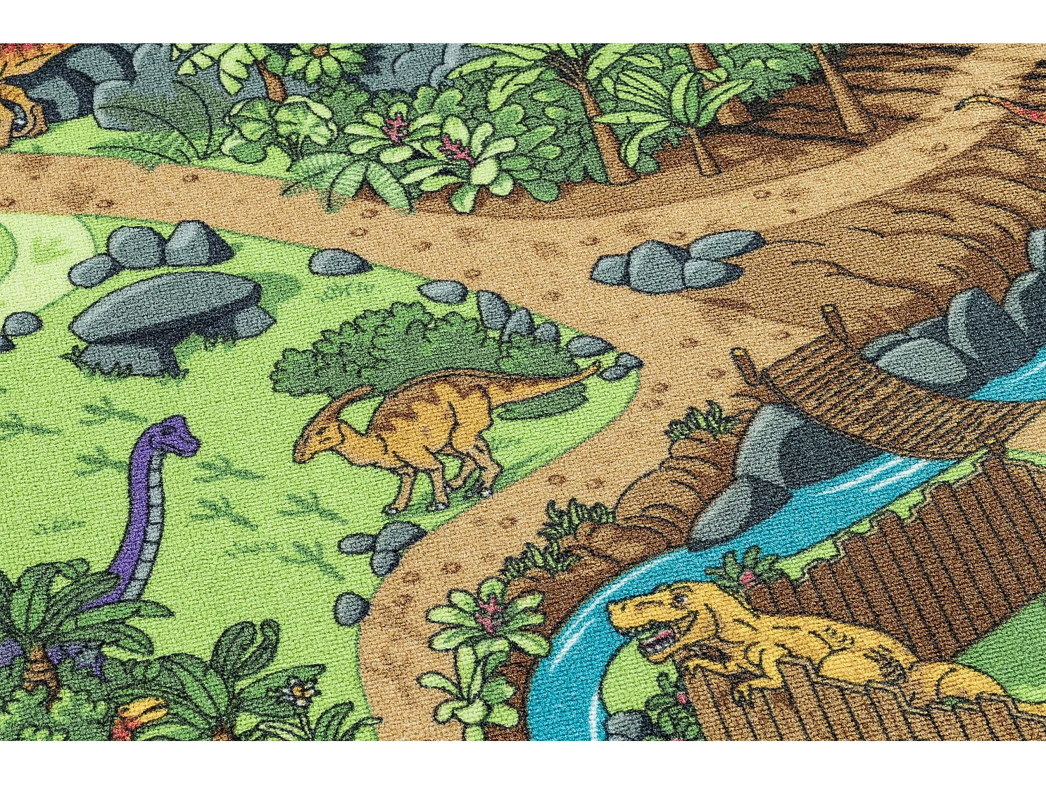 TAPIS REBEL ROADS Dino World 29 Dinosaures, antidérapant pour enfants 95x133 cm