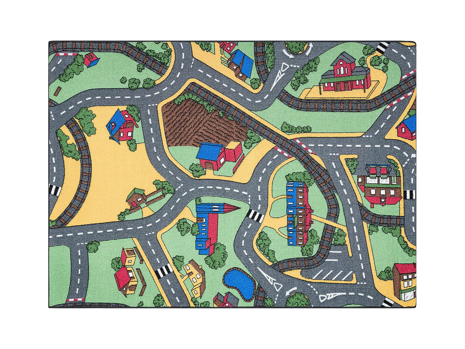 TAPIS REBEL ROADS Playtime 95 Petite ville, antidérapant pour enfants 95x133 cm