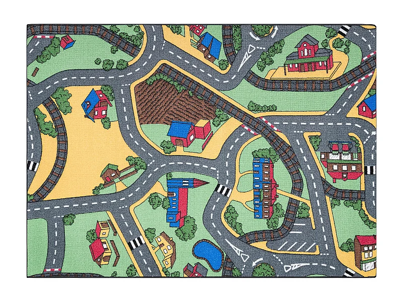 TAPIS REBEL ROADS Playtime 95 Petite ville, antidérapant pour enfants 95x133 cm