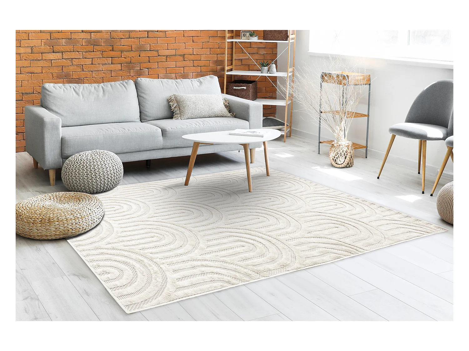 Tapis SANTO SIZAL 0537 géométrique blanc 80x150 cm