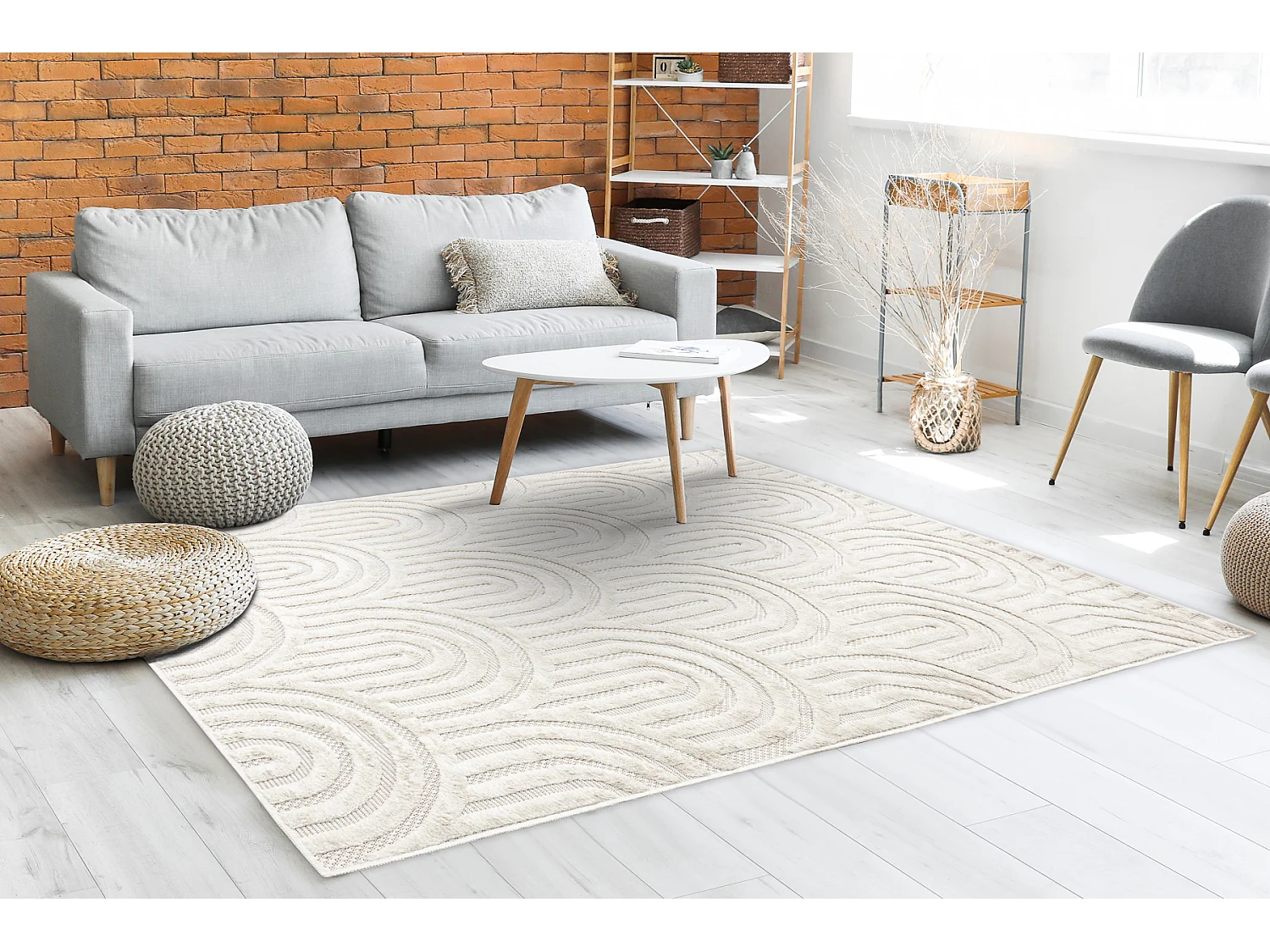 Tapis SANTO SIZAL 0537 géométrique blanc 80x150 cm