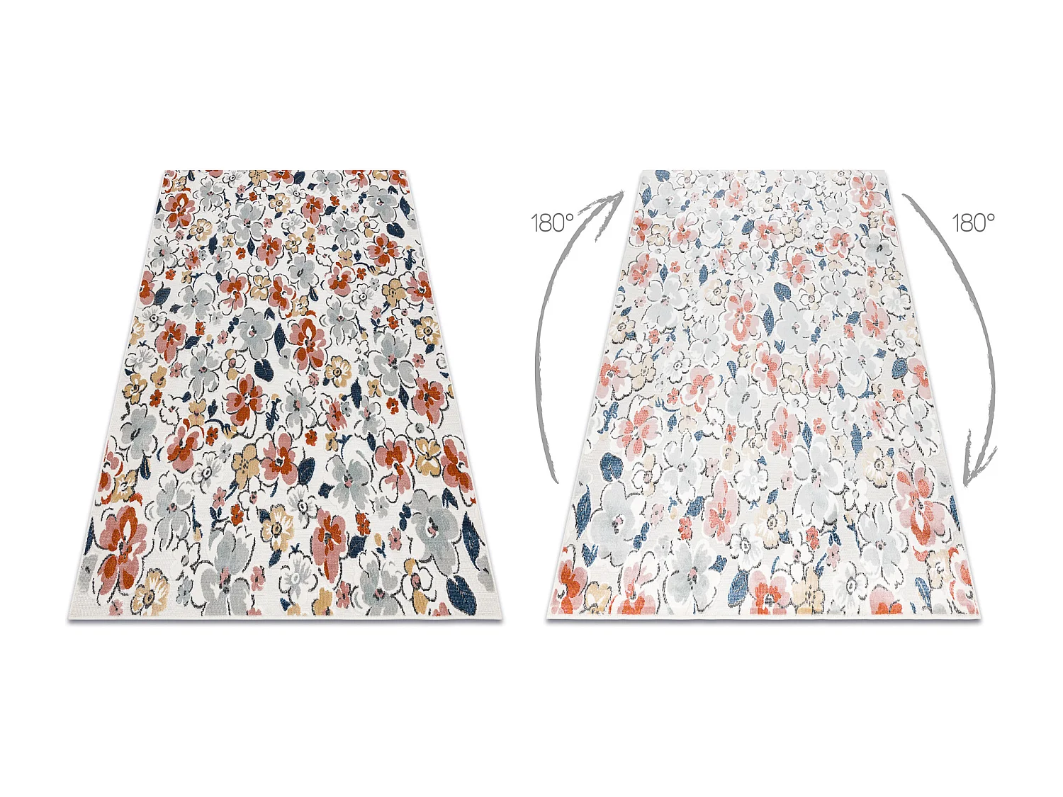 Tapis Structurel BOTANIC 65239 fleurs, tissé à plat sur balcon, terr 157x220 cm