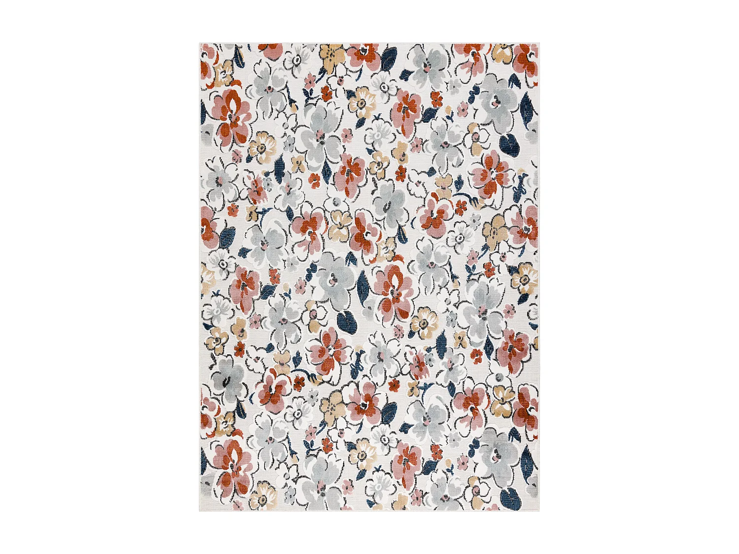 Tapis Structurel BOTANIC 65239 fleurs, tissé à plat sur balcon, terr 157x220 cm