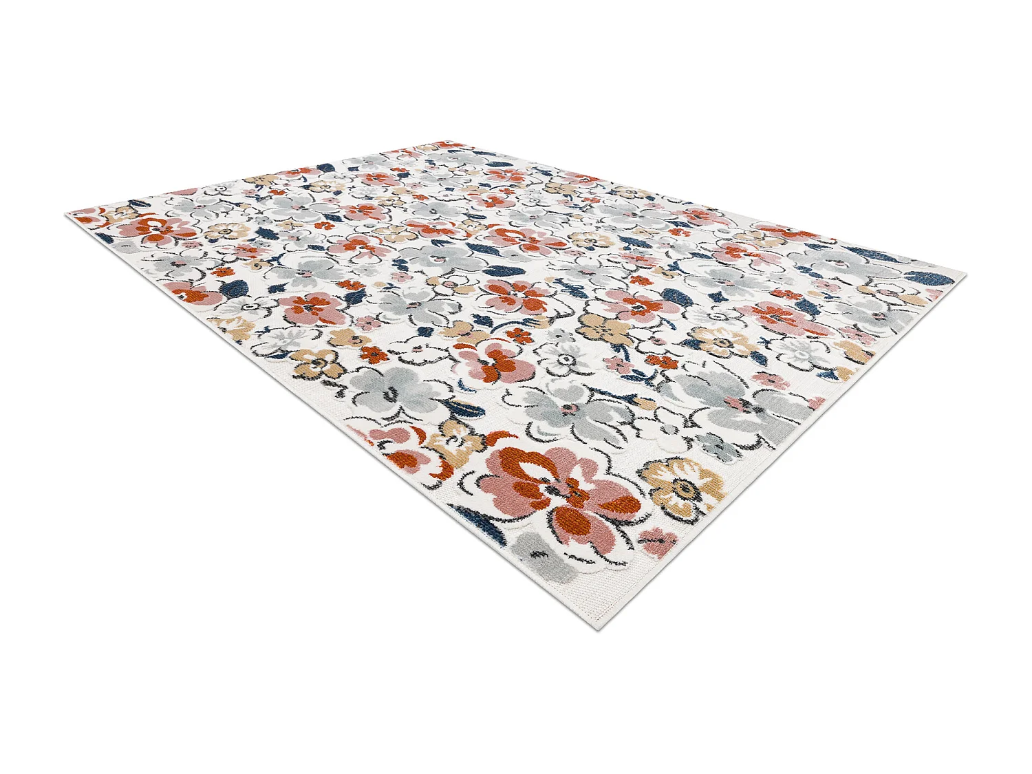 Tapis Structurel BOTANIC 65239 fleurs, tissé à plat sur balcon, terr 157x220 cm