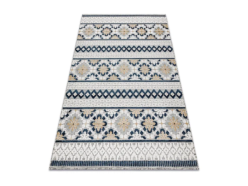 Teppich Strukturell BOTANIC 65252 Boho, flach gewebt für Balkon, Terr 157x220 cm