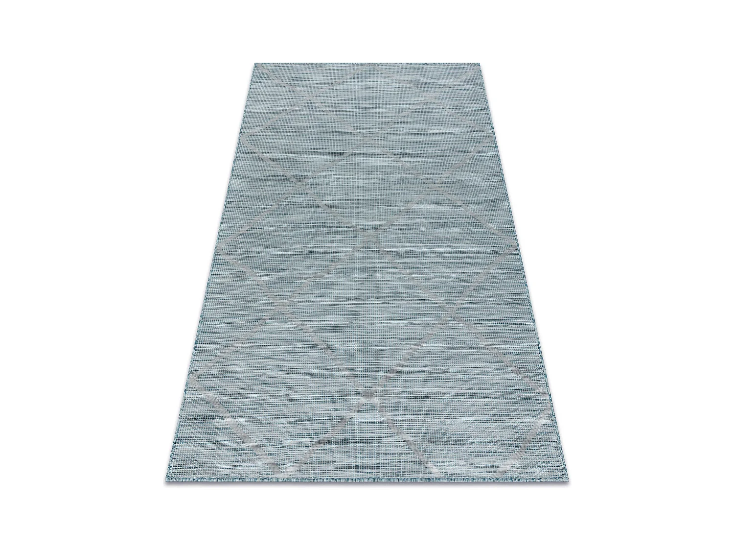 Alfombra sisal PATIO 3075 Diamantes Tejido plano - turquesa 194x290 cm