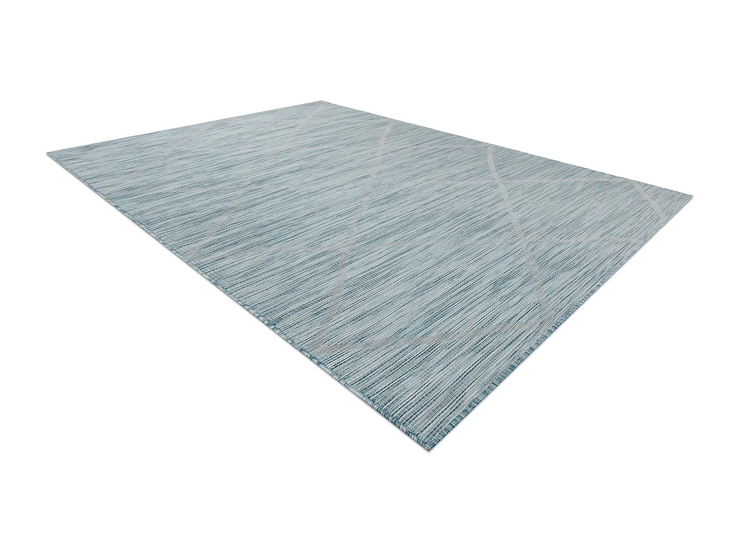 Tappeto SIZAL PATIO 3075 Diamanti tessuto piatto - blu acqua 194x290 cm