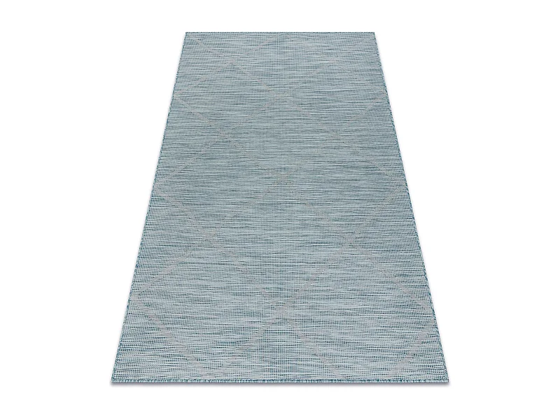 Teppich SISAL PATIO 3075 Diamanten flach gewebt - wasserblau 194x290 cm