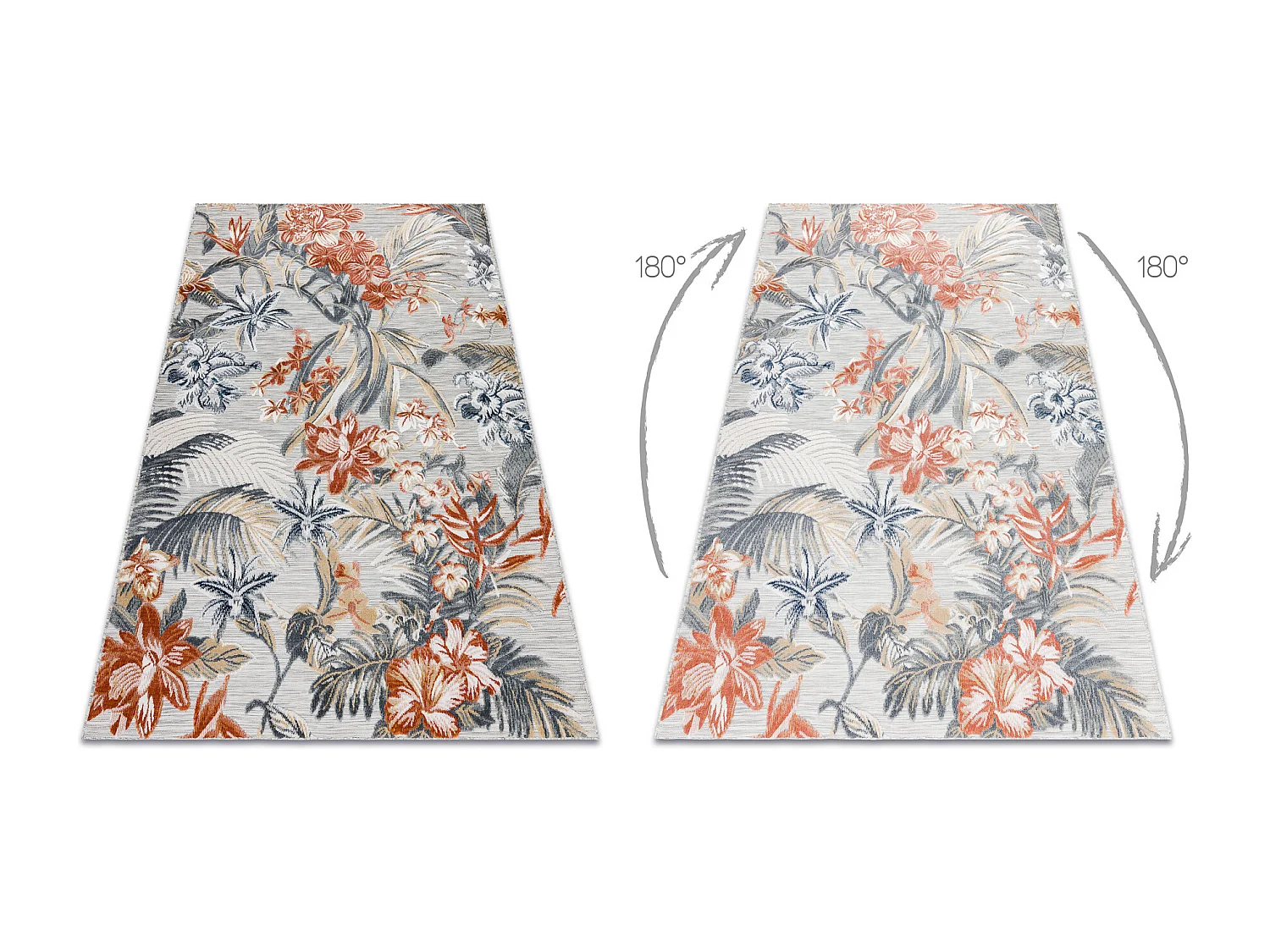 Tapis Structurel BOTANIC 65262 fleurs, tissé à plat sur balcon, terr 157x220 cm