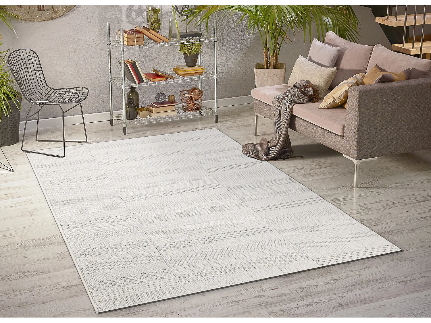 Tapis ORIGI 3736 crème - Planches ficelle SISAL tissée à plat 272x370 cm