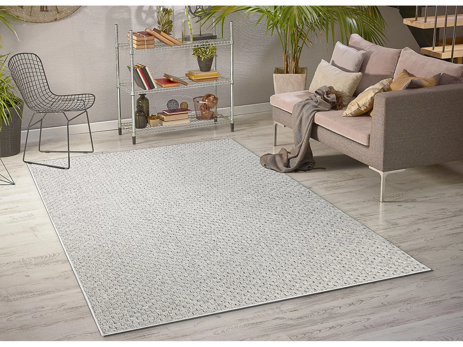 Tapis ORIGI 3661 gris - ficelle SISAL tissée à plat 194x290 cm
