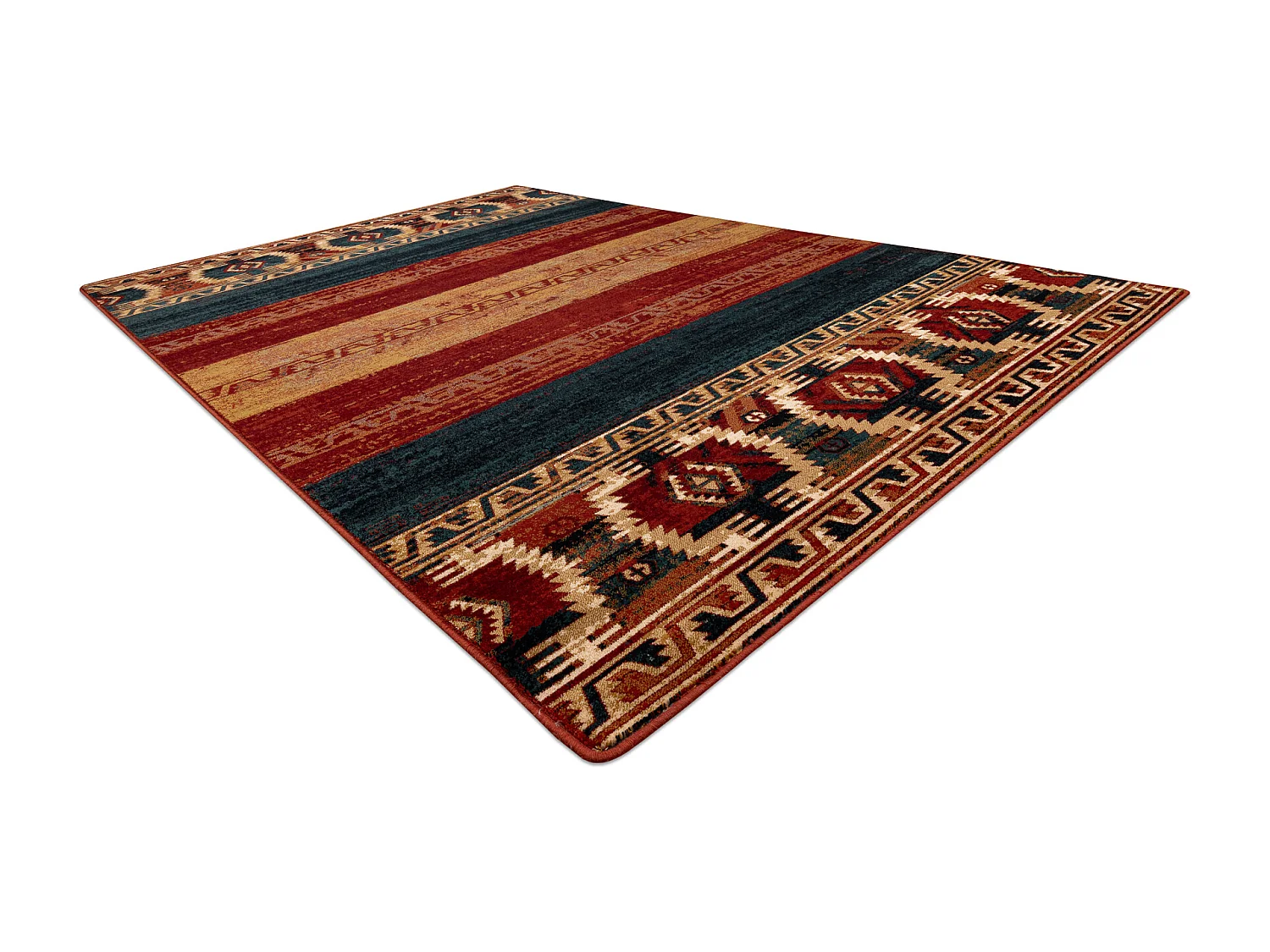 Tapis en laine OMEGA VRITTI ethnique rubis 170x235 cm