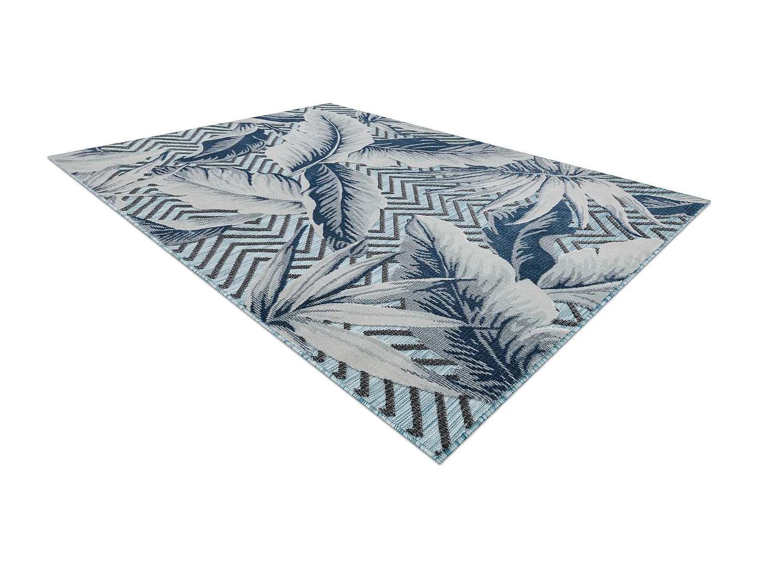 Tapis Structurel BOTANIC 65242 Plumes, zigzag, tissé à plat sur balc 176x270 cm