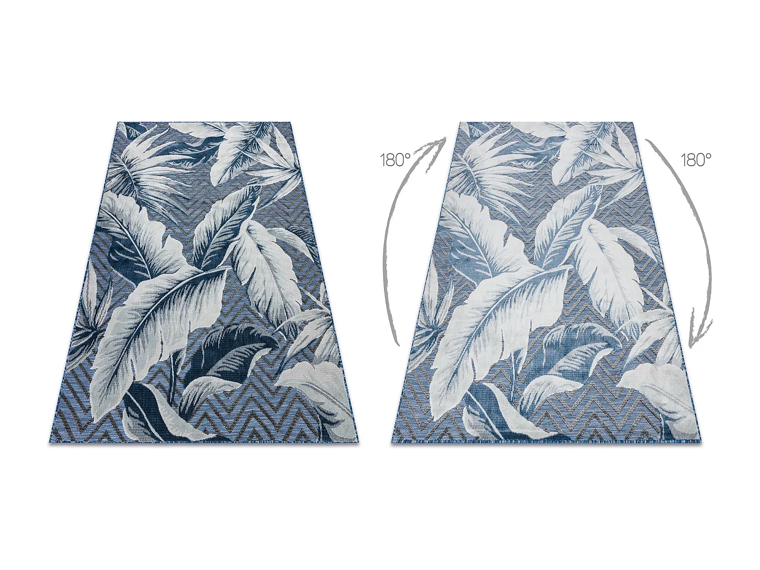 Tapis Structurel BOTANIC 65242 Plumes, zigzag, tissé à plat sur balc 176x270 cm