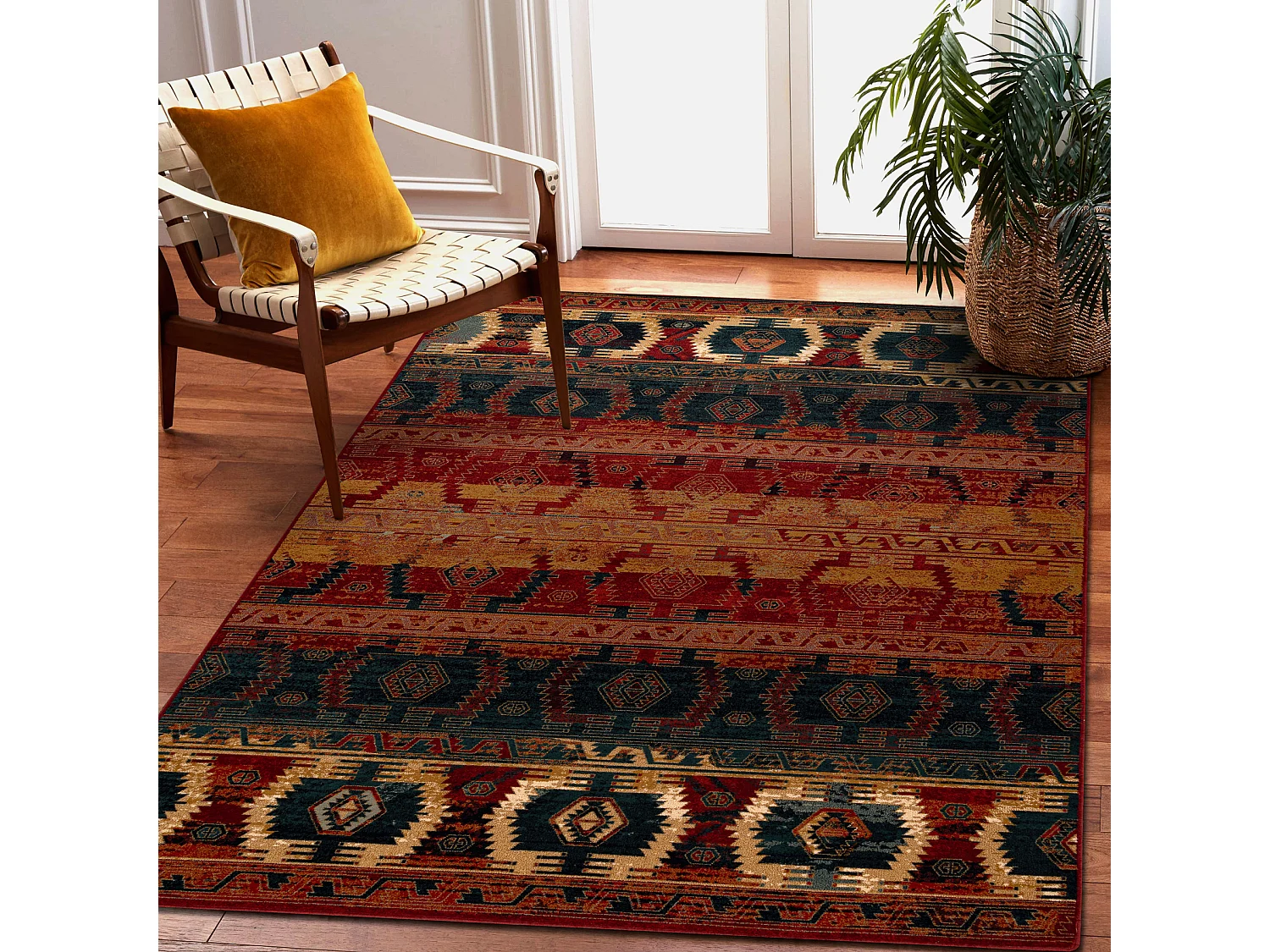 Tapis en laine OMEGA TAPAS ethnique rubis clair 200x300 cm