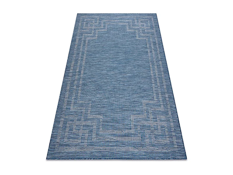 Teppich SISAL PATIO 3071 griechisch flach gewebt dunkelblau / beige 194x290 cm