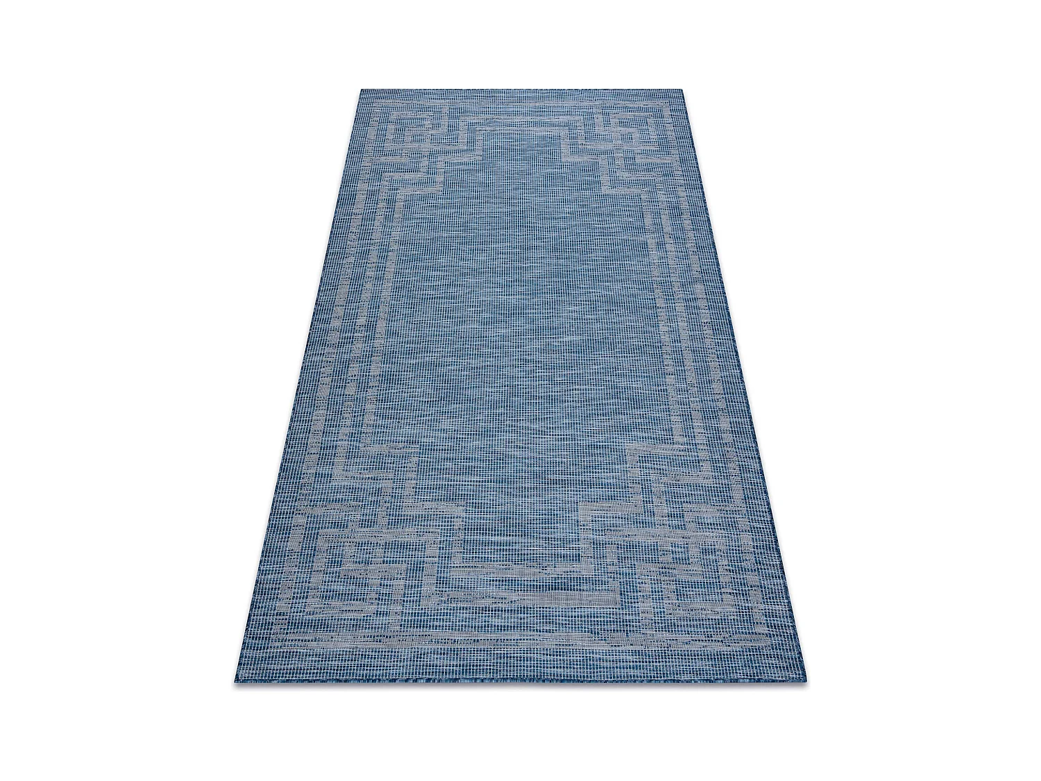 Tapis SIZAL PATIO 3071 grec tissé à plat bleu foncé / beige 194x290 cm