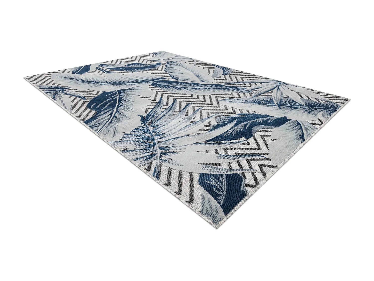 Tapis Structurel BOTANIC 65242 Plumes, zigzag, tissé à plat sur balc 157x220 cm