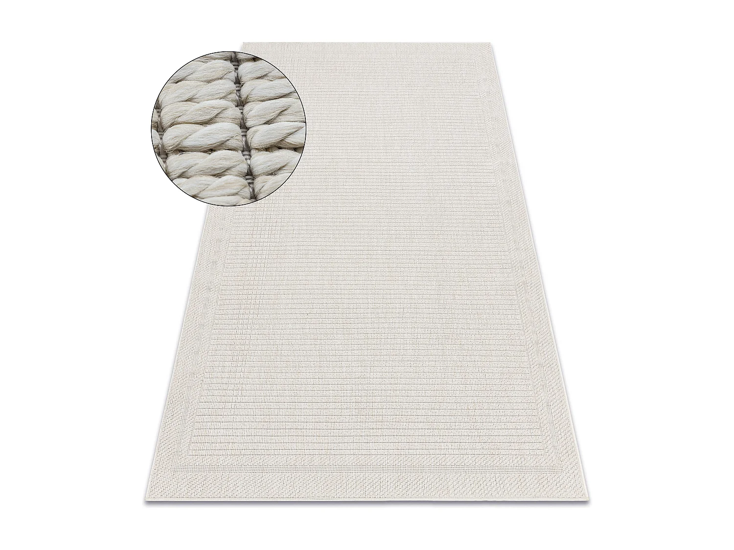 Tapis ORIGI 3727 crème - Cadre ficelle SISAL tissée à plat 194x290 cm