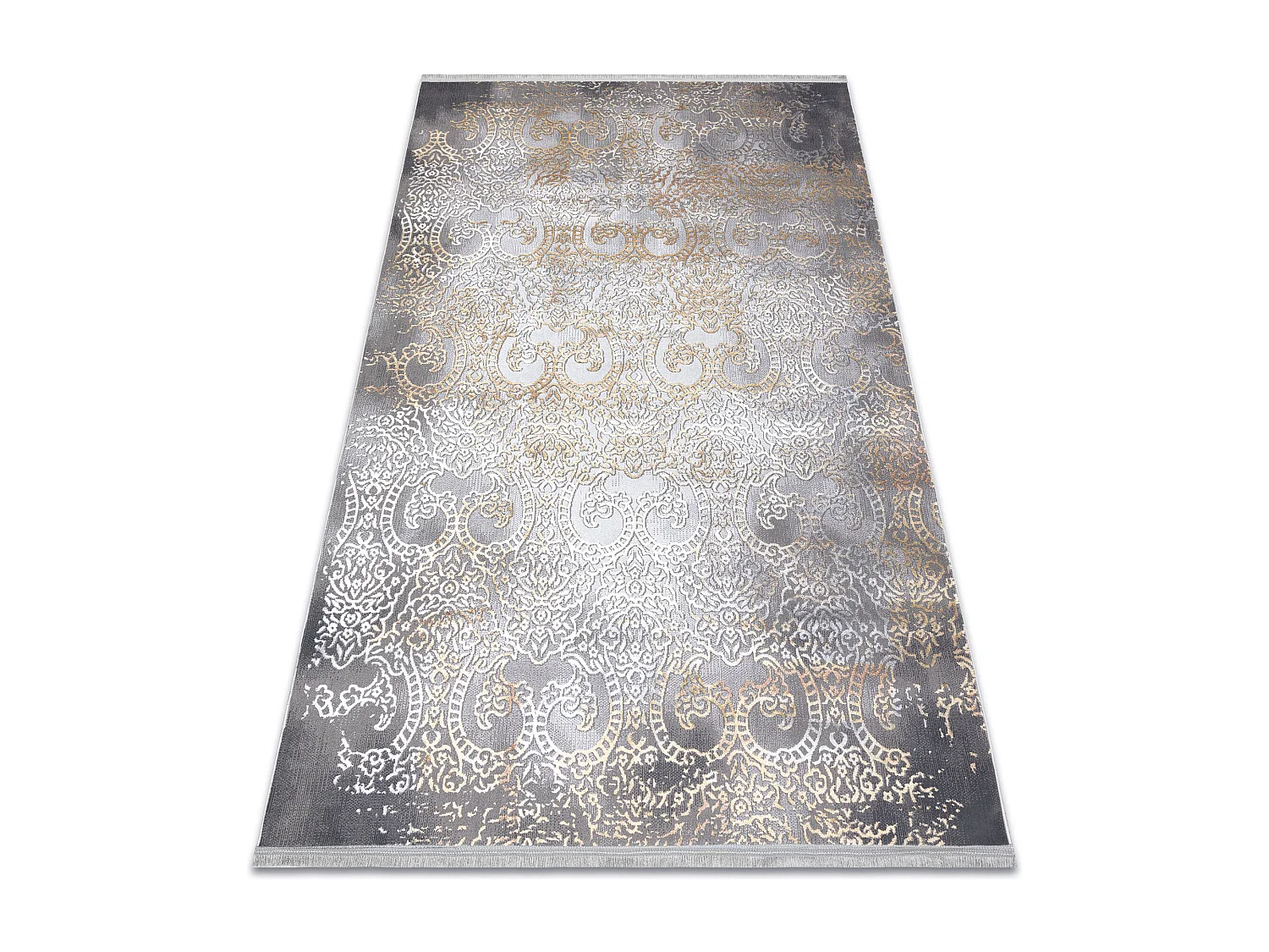 Tapis LUCE 84 moderne Ornement vintage - Structural gris / moutarde 154x220 cm