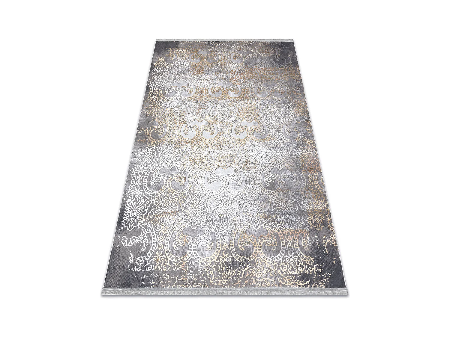 Tapis LUCE 84 moderne Ornement vintage - Structural gris / moutarde 154x220 cm