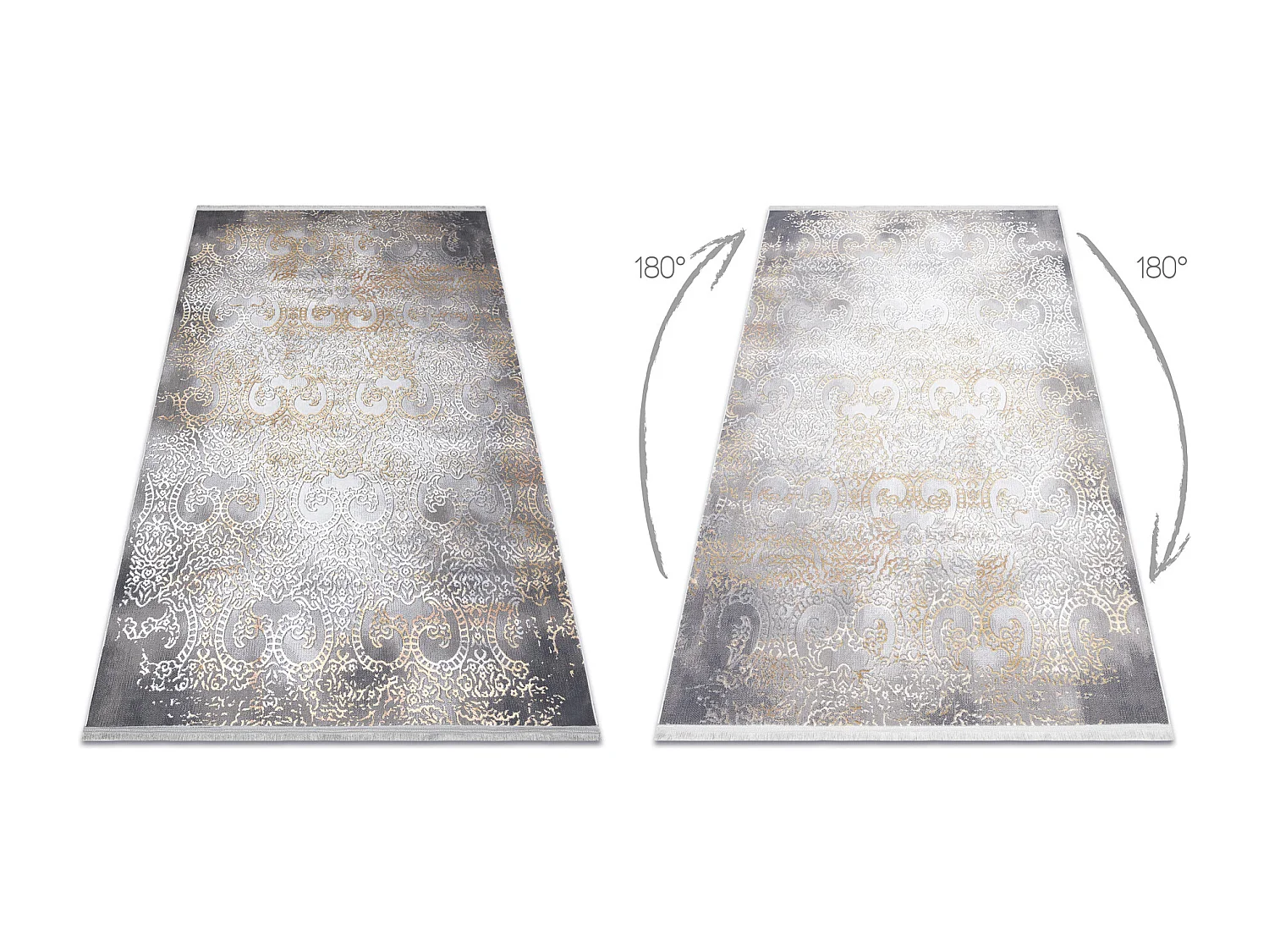 Tapis LUCE 84 moderne Ornement vintage - Structural gris / moutarde 154x220 cm