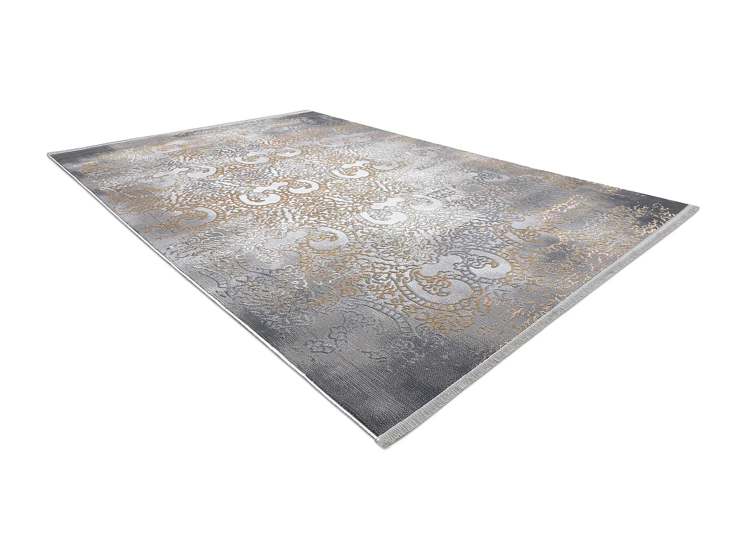 Tapis LUCE 84 moderne Ornement vintage - Structural gris / moutarde 154x220 cm