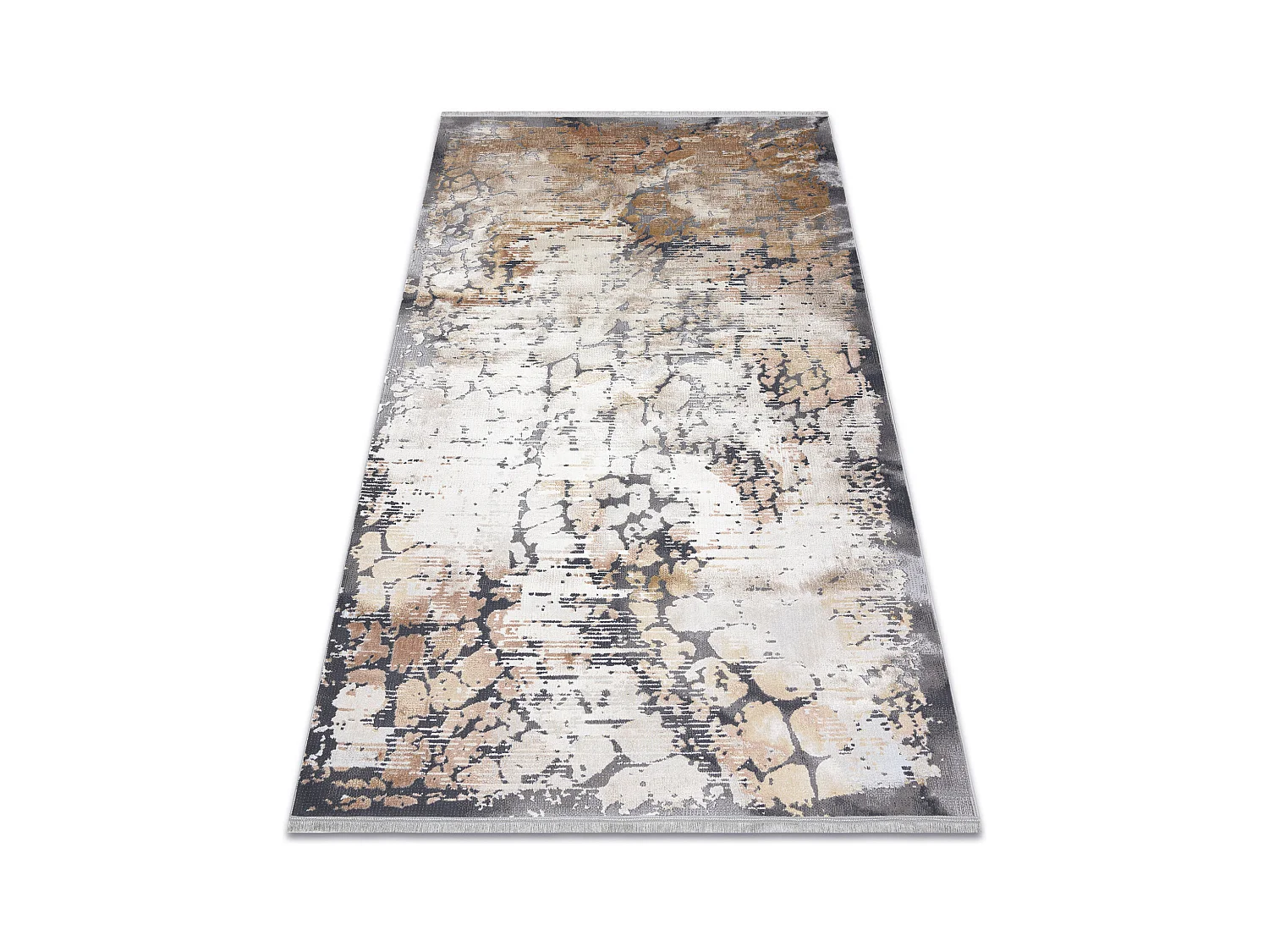 Tapis LUCE 74 moderne Pavage brique vintage - Structural gris / moutar 173x270 cm