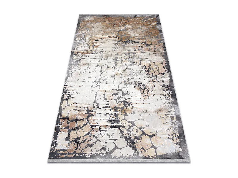 Tapis LUCE 74 moderne Pavage brique vintage - Structural gris / moutar 154x220 cm