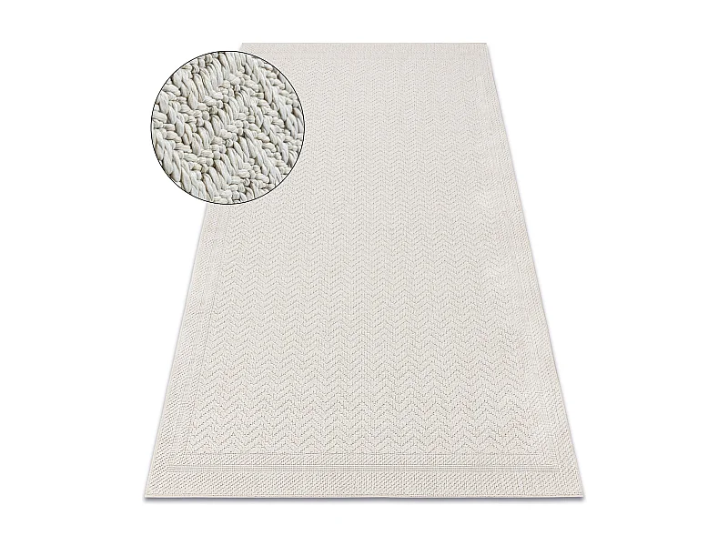 Tapis ORIGI 3739 crème - Cadre, chevron ficelle SISAL tissée à plat 116x170 cm