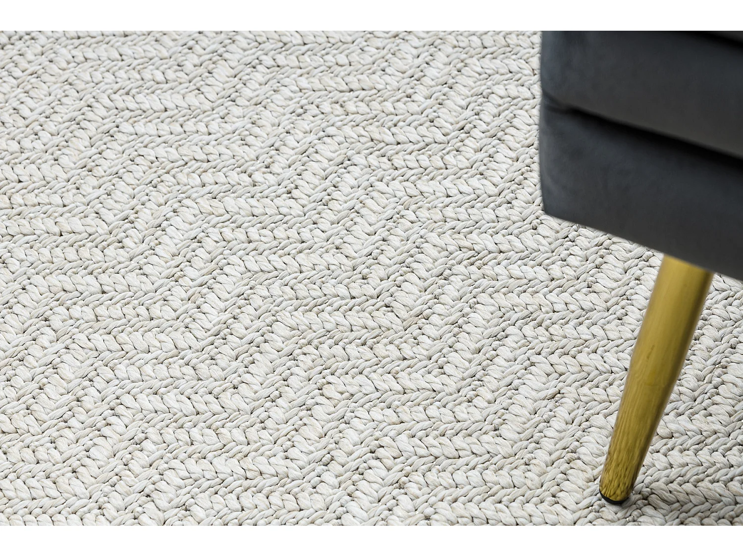 Tapis ORIGI 3739 crème - Cadre, chevron ficelle SISAL tissée à plat 116x170 cm