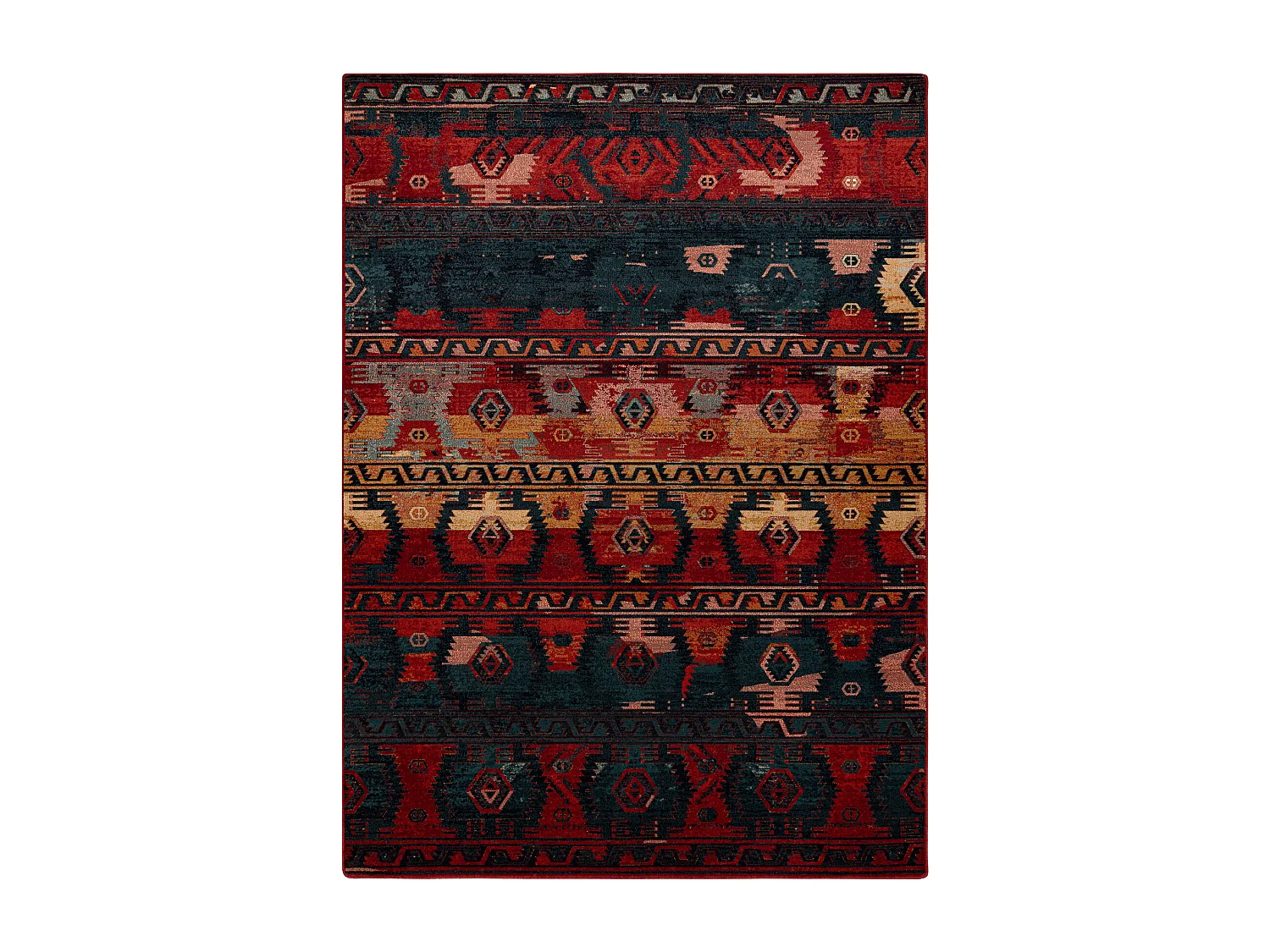 Tapis en laine OMEGA TAPAS ethnique bleu foncé 235x350 cm