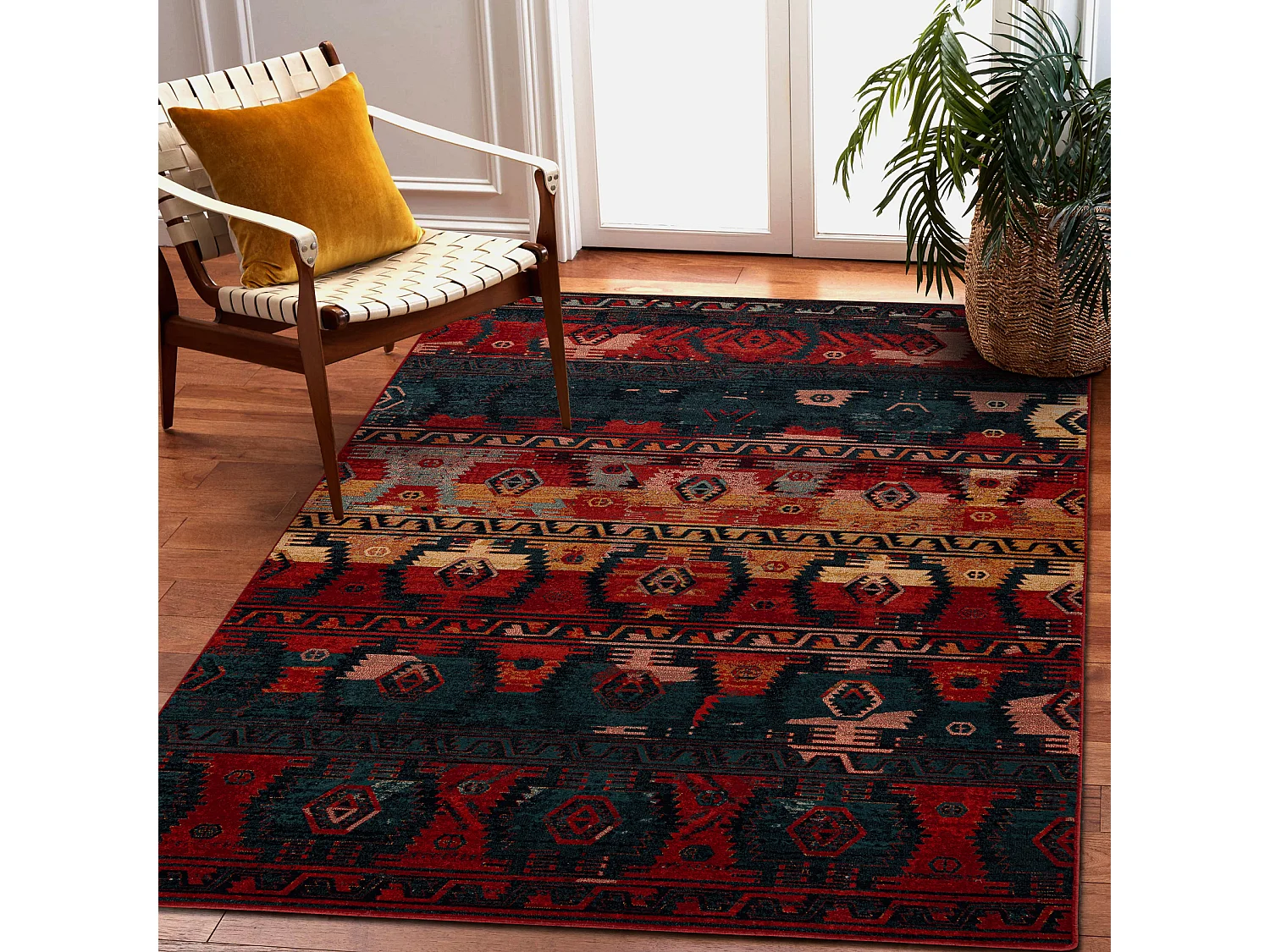 Dywan wełniany OMEGA TAPAS etno, navy 235x350 cm