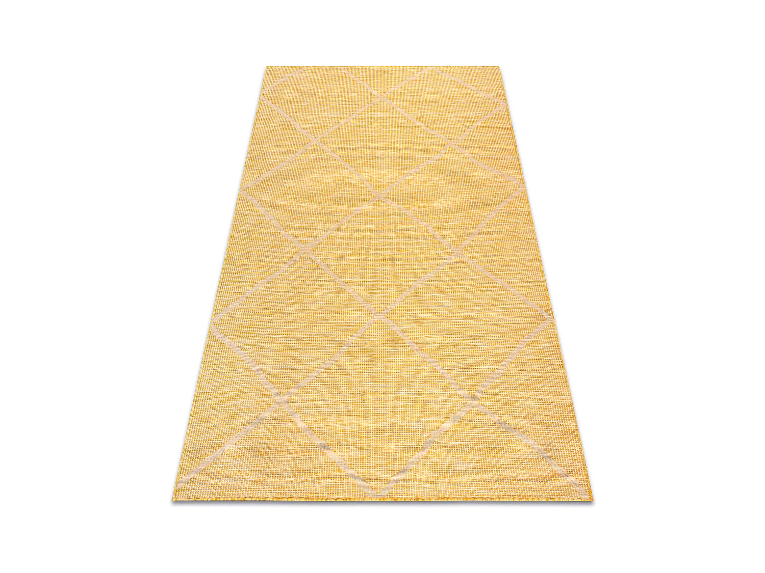 Tapis SIZAL PATIO 3075 diamants tissé à plat jaune / beige 194x290 cm