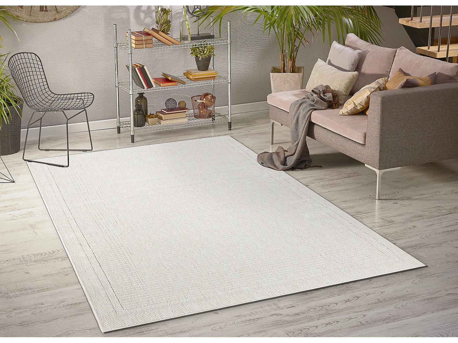 Tapis ORIGI 3727 crème - Cadre ficelle SISAL tissée à plat 58x100 cm
