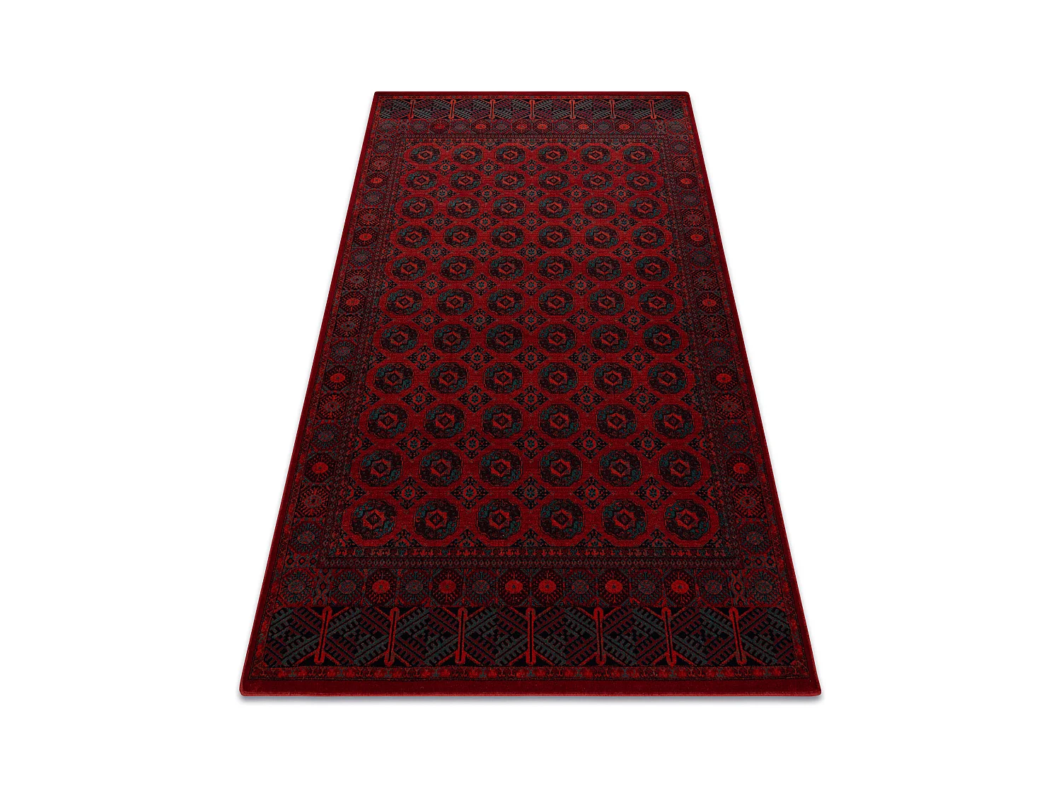 Tapis en laine OMEGA BUCHARA Cadre, cercles rouge 170x235 cm