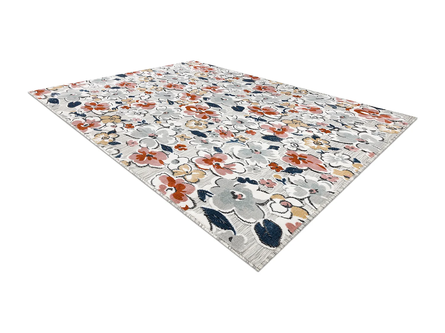 Tapis Structurel BOTANIC 65239 fleurs, tissé à plat sur balcon, terr 157x220 cm