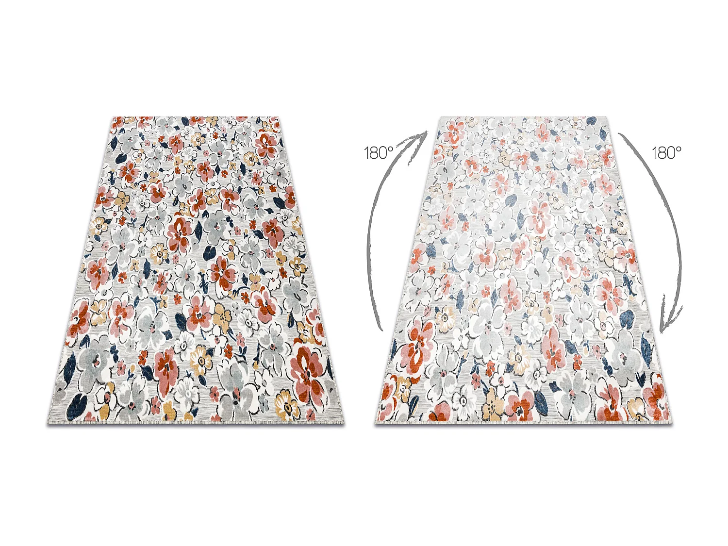 Tapis Structurel BOTANIC 65239 fleurs, tissé à plat sur balcon, terr 157x220 cm
