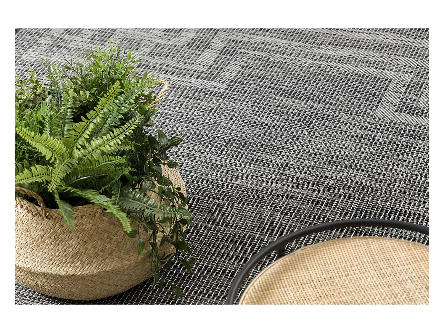 Tappeto SIZAL PATIO 3071 Greco telaio tessuto piatto - nero 194x290 cm