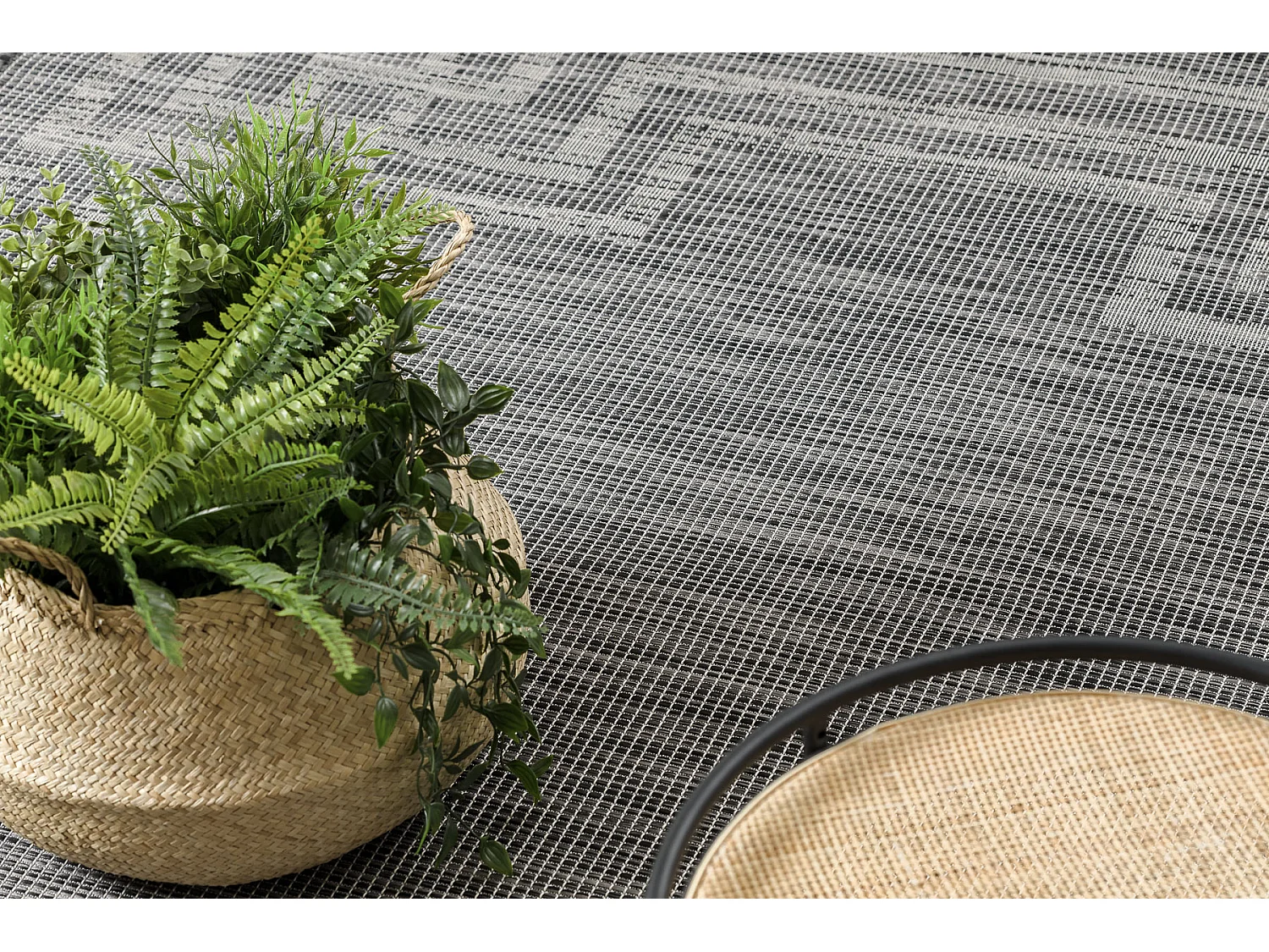 Dywan SZNURKOWY SIZAL płaskotkany PATIO 3071 Grecki ramka - czarny 194x290 cm