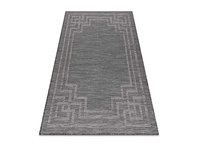 Tapis SIZAL PATIO 3071 Grec cadre tissé à plat - noir 194x290 cm