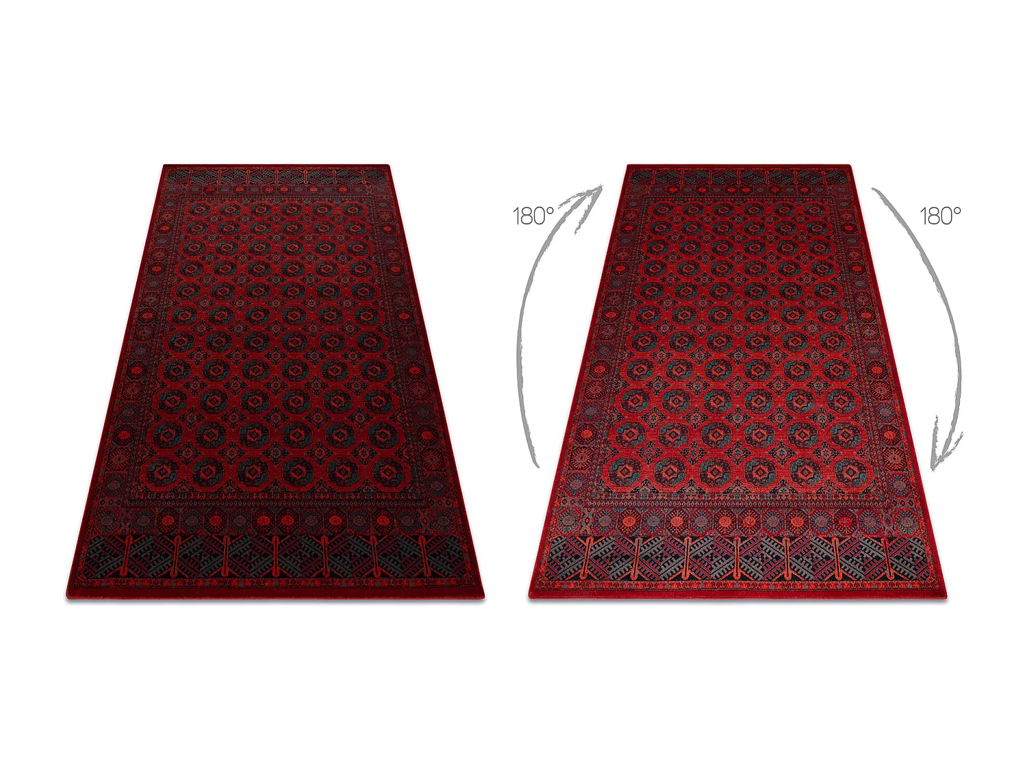 Tapis en laine OMEGA BUCHARA Cadre, cercles rouge 235x350 cm